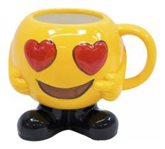 Caneca De Porcelana Emoticon Olhos De Coração 400ml