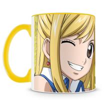 Caneca de Porcelana Fairy Tail Lucy com Alça Amarela - 325ml Caneca de Porcelana Fairy Tail Lucy com Alça Amarela - 325ml