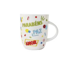 Caneca de porcelana "feliz aniversario" 380 ml