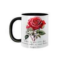Caneca de Porcelana Flor Rosa Vermelha Romantica Presente - VilelaGG