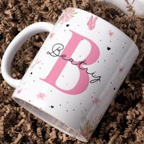 Caneca De Porcelana Floral Com Nome Personalizado 325ml Caneca De Porcelana Floral Com Nome Personalizado 325ml