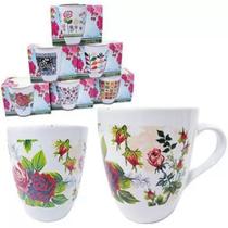 Caneca De Porcelana Flores Coracao 220ml Itens Sortidos Caneca De Porcelana Flores Coracao 220ml Itens Sortidos