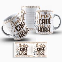 Caneca De Porcelana Flork - Amor É Café Coado Na Hora - Cat Presentes