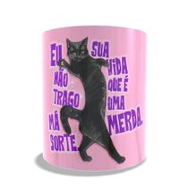Caneca De Porcelana gato preto não trago má sorte