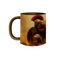 Caneca de Porcelana Gladiador Romano Grego Armadura em Luta Caneca de Porcelana Gladiador Romano Grego Armadura em Luta