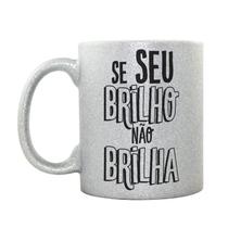 Caneca de Porcelana Glitter Prata com Frases Divertidas