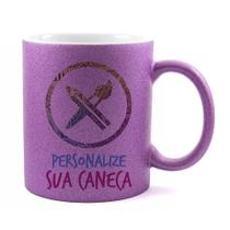 Caneca de Porcelana Glitter Roxo Personalizada para Presentes