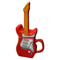 Caneca de porcelana guitarra com tampa vermelha