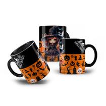 Caneca de Porcelana Halloween Bruxinha do Bem Dia das Bruxas