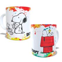 Caneca de porcelana infantil Snoopy para colorir com giz de cera Caneca de porcelana infantil Snoopy para colorir com giz de cera