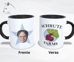 Caneca de Porcelana Interior e Alça Preta - Schrute Farms - The Office Dwight