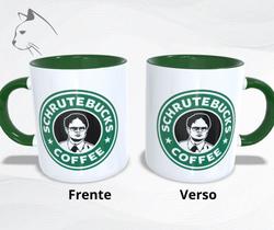 Caneca de Porcelana Interior e Alça Verde - Schrutebucks Coffee - Dwight