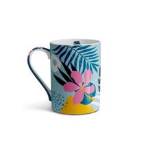 Caneca De Porcelana Jardim 370ml Uphome Multilaser Multicolorido e Branco