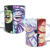 Caneca de porcelana Luffy Barba Negra Buggy Shanks One Piece