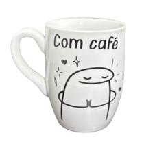 Caneca de Porcelana Meme Flork Com Café e Sem Café Branca 350ml