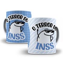 Caneca de Porcelana Meme flork O Terror do INSS