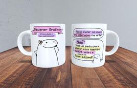 Caneca de Porcelana - Meme flork profissão Designer Grágico