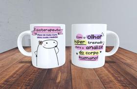 Caneca de Porcelana - Meme flork profissão Fisioterapeuta