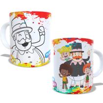 Caneca de porcelana mundo bita para colorir com giz de cera Caneca de porcelana mundo bita para colorir com giz de cera