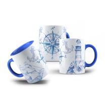 Caneca de Porcelana Navegadores do Mar Farol de Sagres Navio