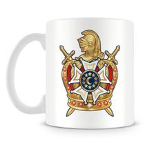 Caneca de Porcelana Ordem Demolay Branca com Alça Azul Escuro - Mod.2 Caneca de Porcelana Ordem Demolay Branca com Alça Azul Escuro - Mod.2