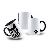 Caneca de Porcelana Pai de Gato Cat Dad Divertida 325mL