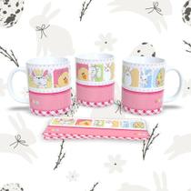 Caneca de Porcelana Páscoa 2 325ML com Estampa Temática Branco Outras Marcas