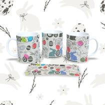 Caneca de Porcelana Páscoa 52 para Bebidas com Estampa Temática Compatível com Micro-ondas