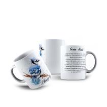 Caneca de Porcelana Pássaros Bluejay Gaio Azul 325mL Caneca de Porcelana Pássaros Bluejay Gaio Azul 325mL