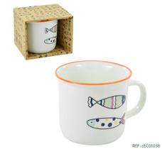Caneca De Porcelana Peixes 390ml Wincy Caneca De Porcelana Peixes 390ml Wincy