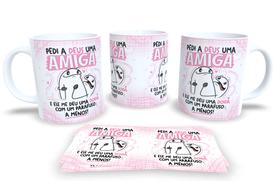 Caneca de Porcelana Personalizada Flork Amizades Com Frases Engraçadas, Divertidas e Deboche