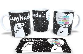 Caneca de Porcelana Personalizada Flork Preta Familia Frases Engraçadas