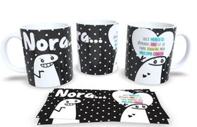 Caneca de Porcelana Personalizada Flork Preta Familia Frases Engraçadas