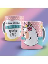 Caneca de Porcelana Personalizada Lhama Cansei dessa merda, quero café 325ml Caneca de Porcelana Personalizada Lhama Cansei dessa merda, quero café 325ml
