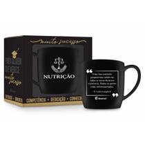 Caneca de porcelana personalizada Nutrição 300ml preta na caixa para nutricionista profissão
