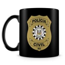 Caneca de Porcelana Personalizada Polícia Civil do Rio Grande do Sul - 100% Preta - 325ml