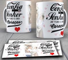 Caneca de porcelana personalizada - religiosa, evangélica e católica, Confia no Senhor