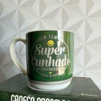 Caneca de porcelana personalizada super cunhado 300ml na caixa presente dia dos pais verde