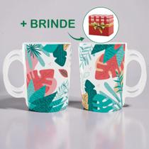Caneca De Porcelana Personalizada Tema Plantas e Floral Exótico Com Caixa de Brinde Caneca De Porcelana Personalizada Tema Plantas e Floral Exótico Com Caixa de Brinde