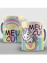Caneca de Porcelana Personalizada Unicórnio Malcriado Meu cu 325ml