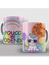 Caneca de Porcelana Personalizada Unicórnio Malcriado pouco me fodendo 325ml