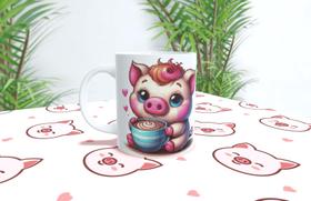 Caneca de Porcelana Pig Porco 325ml