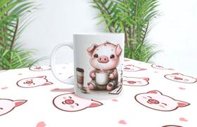 Caneca de Porcelana Pig Porco 325ml Caneca de Porcelana Pig Porco 325ml