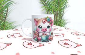 Caneca de Porcelana Pig Porco 325ml Caneca de Porcelana Pig Porco 325ml