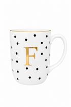 Caneca de Porcelana Poá Gold Personalizada com Iniciais Letras: F Caneca de Porcelana Poá Gold Personalizada com Iniciais Letras: F