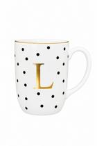 Caneca de Porcelana Poá Gold Personalizada com Iniciais Letras: L Caneca de Porcelana Poá Gold Personalizada com Iniciais Letras: L
