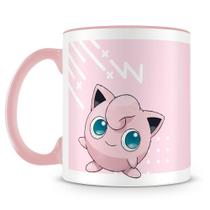 Caneca de Porcelana Pokémon Jigglypuff com Alça Rosa - Mod.2 Caneca de Porcelana Pokémon Jigglypuff com Alça Rosa - Mod.2