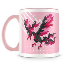 Caneca de Porcelana Pokémon Moltres Galarian com Alça Rosa Caneca de Porcelana Pokémon Moltres Galarian com Alça Rosa