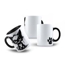 Caneca de Porcelana Presente Gatinho Meow Miau Gateiros Love