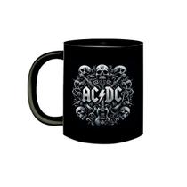 Caneca de Porcelana Preta ACDC Aces High Banda de Rock 325mL